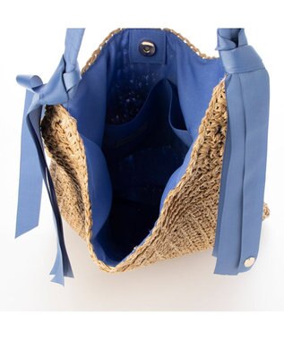 UNBILLION カシュカシュ cachecache / 下がりグログラン柄編みトートバッグ ブルー