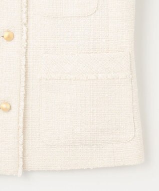 ANY SIS ツイードノーカラーミドル ジャケット アイボリー