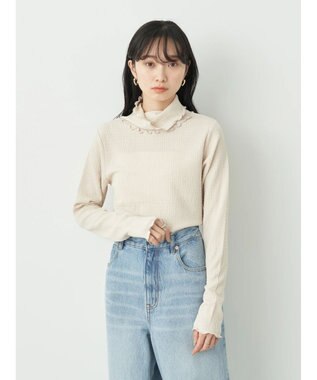 earth music&ecology ジャガードハイネックメローインナー Ivory