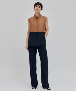 BEIGE， 【洗える】SERBES / ノースリーブブラウス Camel×Navy