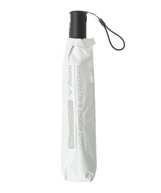 MOONBAT 【WEB限定】MIZUNO  (ミズノ) BIGロゴ 無地 日傘 折りたたみ傘 自動開閉 1プッシュ パラソル 晴雨兼用 軽量 一級遮光 遮熱効果 遮光率100% UV遮蔽100% ホワイト