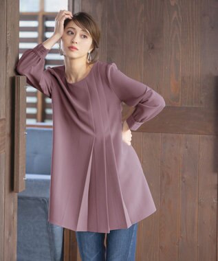 Tiaclasse L 【洗える】アシンメトリ―タックチュニック パープル