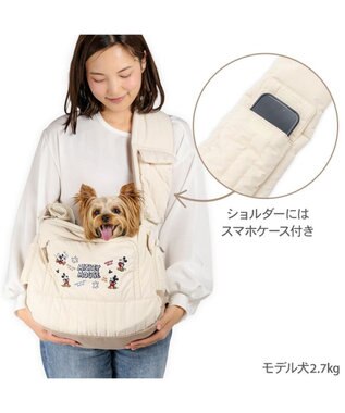 PET PARADISE ディズニー ミッキーマウス 刺繍 スリング キャリーバッグ Ｓ アイボリー
