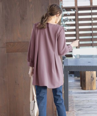 Tiaclasse L 【洗える】アシンメトリ―タックチュニック パープル