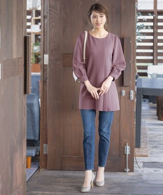 Tiaclasse L 【洗える】アシンメトリ―タックチュニック パープル