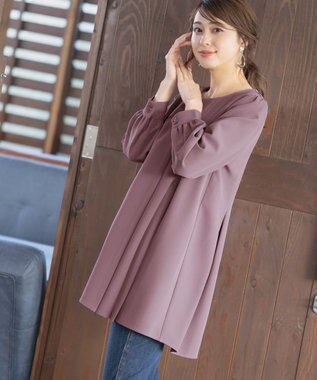 Tiaclasse L 【洗える】アシンメトリ―タックチュニック パープル