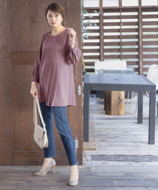 Tiaclasse L 【洗える】アシンメトリ―タックチュニック パープル