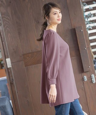 Tiaclasse L 【洗える】アシンメトリ―タックチュニック パープル