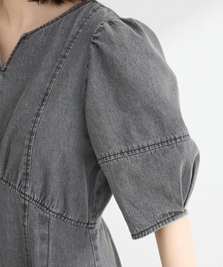 Green Parks ・ＥＬＥＮＣＡＲＥ　ＤＵＥ　デニム５分袖ワンピース Gray