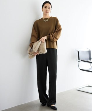 自由区 S ウールミラノランタンスリーブ ニット モカ