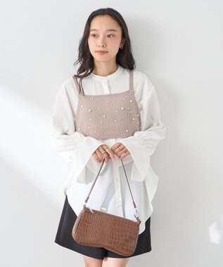 earth music&ecology ＳＥＴ２点パールビスチェ＋シャツ Beige