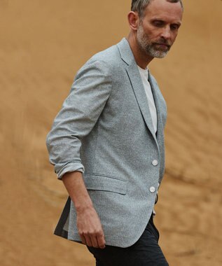 GOTAIRIKU 2年連続売上NO1【吸水速乾/ウォッシャブル/ストレッチ】ノルマンディーリネン カーディガンジャケット(25年モデル) ライトグレー