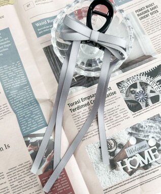 WEGO Lロングリボンバンスクリップ ライトグレー