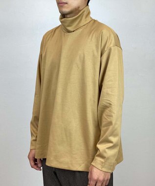KASHIYAMA 【シルケット加工】コットンタートルネックカットソー キャメル