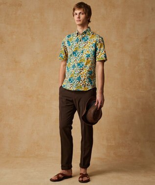 JOSEPH ABBOUD 【キングサイズ・リバティ】シェラトンジャージープリント 半袖シャツ マスタード系6