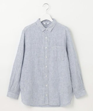 J.PRESS LADIES 【洗える】リネン シャツ ネイビー系1