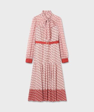 GRACE CONTINENTAL モノグラムプリントレイヤードワンピース レッド