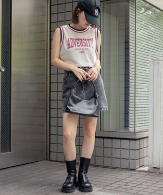 WEGO ロゴプリントメッシュタンク ホワイトアイボリー