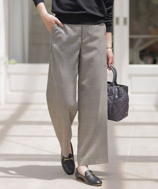 モナベールツイル チェック ワイド パンツ