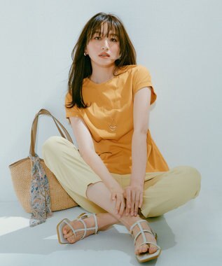 ANY SIS L 【UVケア・接触冷感】汗ジミ防止加工ペプラム カットソー マスタード