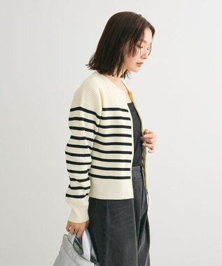 Green Parks ＺＩＰ付きニットカーディガン Border