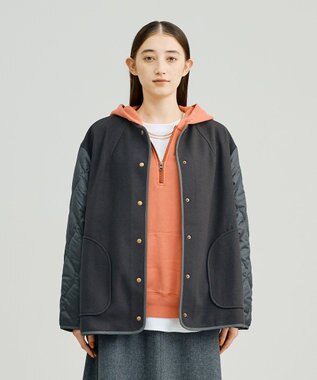 J.PRESS YORK STREET 【WOMEN】キルト×ジャージ ブルゾン グレー系