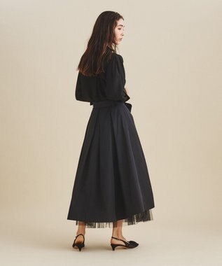 GRACE CONTINENTAL ブラックタフタオーバースカート ブラック