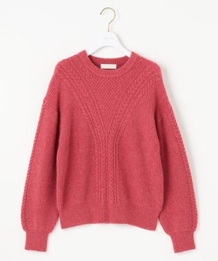 ANY SIS 【洗える】フロントケーブルポイントアンゴラブレンド ニット ベリーピンク