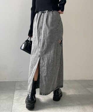 WEGO サークルカットレイヤードデニムロングスカート デニムブラックソノタ