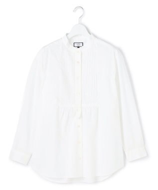 J.PRESS YORK STREET 【WOMEN】ピンタック バンドカラーストライプブラウス