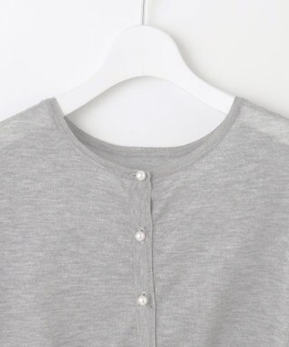 自由区 【WEB限定・洗える】シアーカーデ×ジャージードレス セット ライトグレー(ラメ)×ネイビー