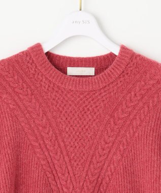 ANY SIS 【洗える】フロントケーブルポイントアンゴラブレンド ニット ベリーピンク
