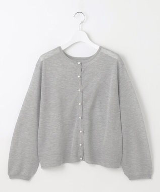 自由区 【WEB限定・洗える】シアーカーデ×ジャージードレス セット ライトグレー(ラメ)×ネイビー