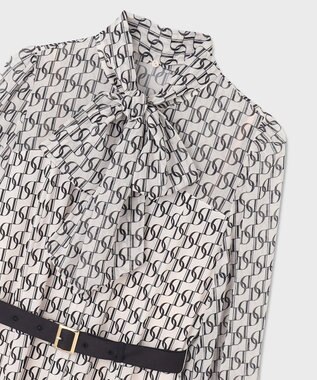 GRACE CONTINENTAL モノグラムプリントレイヤードワンピース ブラック