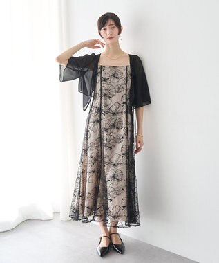 YECCA VECCA 【2点SET】フラワー柄スパンコール刺繍ドレス