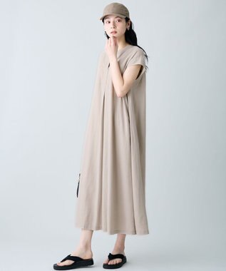 ANY L ヨーロピアンリネンフレアワンピース ベージュ