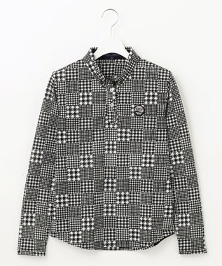 23区GOLF 【WOMEN】【日本製】チェック柄 長袖ポロシャツ ブラック系3