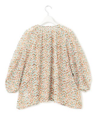 23区 【洗える】シアーヘリンボーンプリント ブラウス オレンジプリント