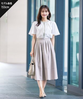 Tiaclasse 【新色追加・洗える】フロントタック配色ブラウス オフ×ミント