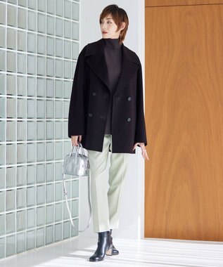 ICB 【洗える】ヴィスコースワイド ハイネックプルオーバー バーントブラウン系