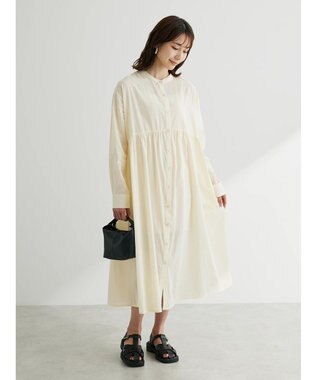 Green Parks ボリュームギャザーシャツワンピース Ecru