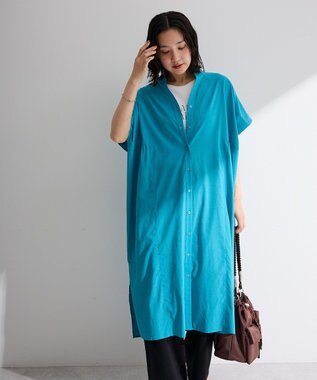 Green Parks 半袖シアースキッパーシャツワンピース Blue