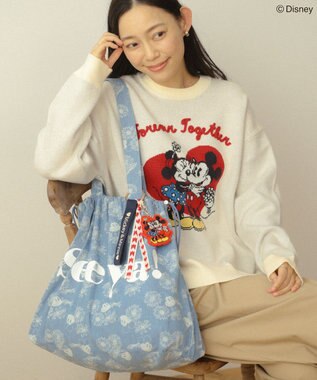 Green Parks ミッキー＆フレンズ／花柄デニムトートバッグ Light Indigo