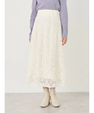 earth music&ecology モールレーススカート Ivory