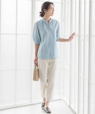 J.PRESS LADIES L 【洗える・撥水】中空タスランチノ テーパード パンツ グレージュ系