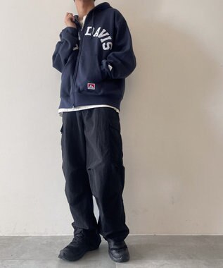 WEGO BENDAVISアーチロゴZIPパーカー ネイビー