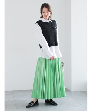 Te chichi プリーツロングスカート グリーン