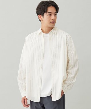 UNFILO MENS 【OCEANS 雑誌・web 掲載 / 男女兼用】TR デイリークリーンシャツ オフホワイト×ブルーストライプ