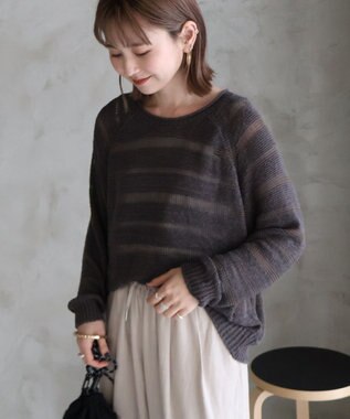 AMERICAN HOLIC 透かし編みニットプルオーバー Charcoal Gray