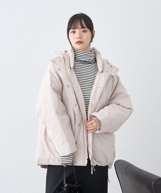 earth music&ecology フーデットパファーコート Beige